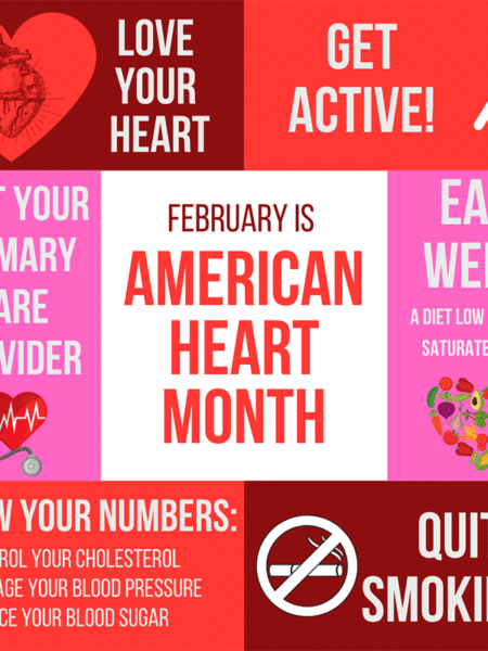 American Heart Month infographic showing tips for heart health