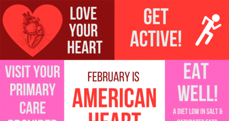 American Heart Month infographic showing tips for heart health