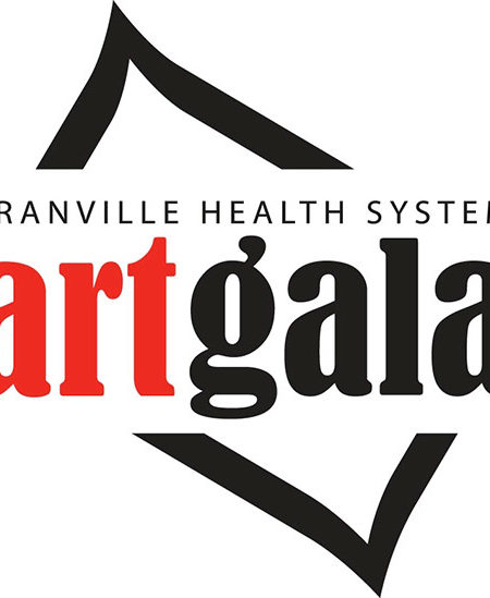 Art Gala Logo - Black and red serif type inside offset rectangle