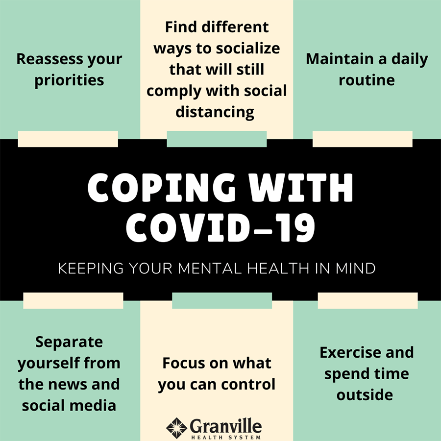 Graphic with tips for coping with COVID-19