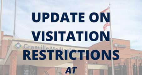 Dark blue sans-serif type over photo of Granville Medical Center