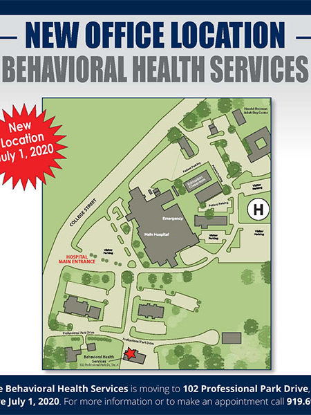Graphic showing new location map for Granville Behavioral Health Services Relocates Offices