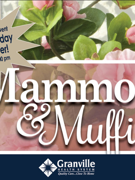 White serif type for Mammos and Muffins event