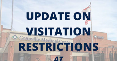 Dark blue sans-serif type over photo of Granville Medical Center