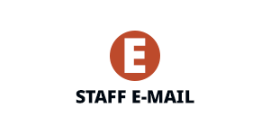 Staff Email Logo - Black sans-serif type with red circle above with letter E inside | Granville Health System