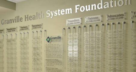 Photo of Granville Health System Foundation plaques on a wall
