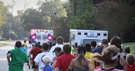 Photo of 4th Annual Granville Ambulance Chase attendees on street