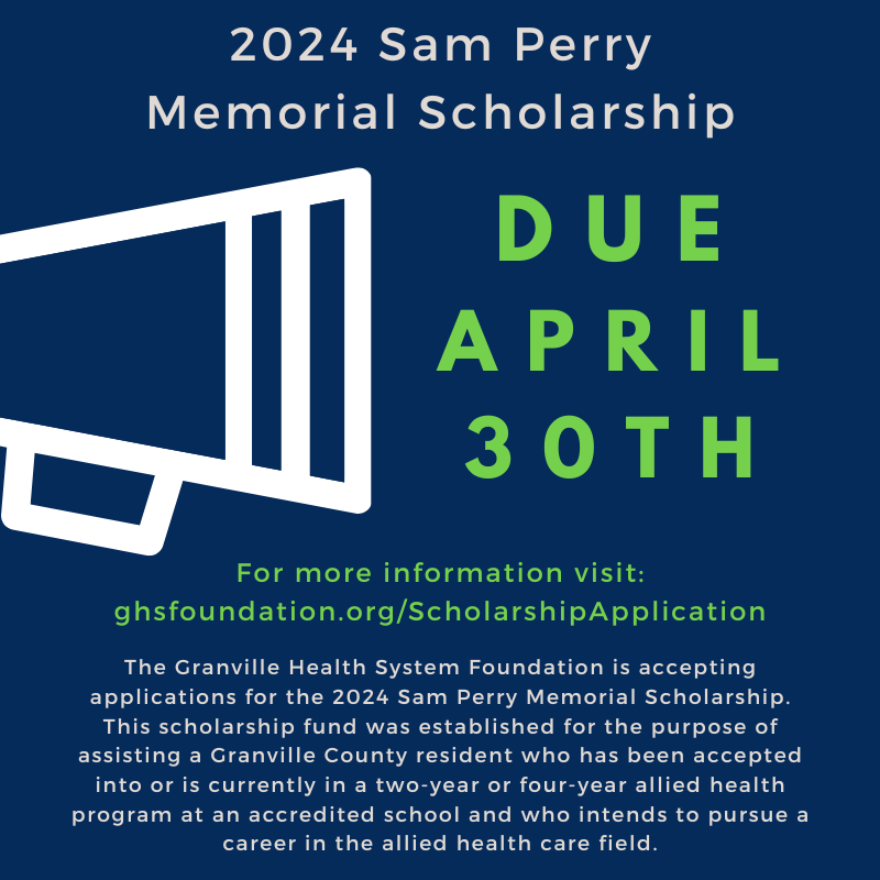 Granville Health System Foundation Now Accepting Applications for it’s 2024 Sam Perry Memorial Scholarship