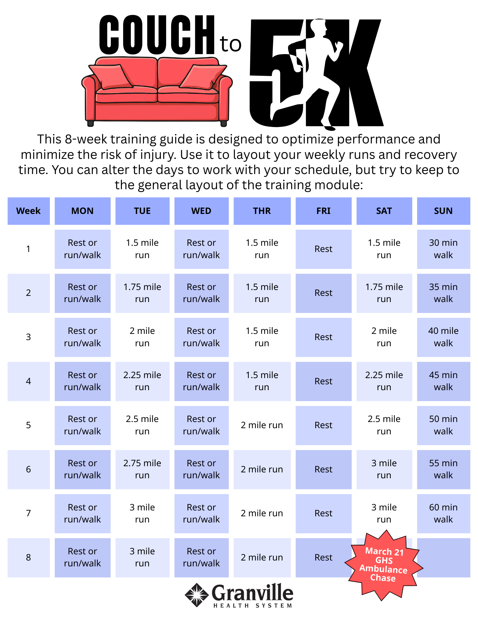 Couch to 5K Training Plan (Beginner 5K Prep + Printable PDF)